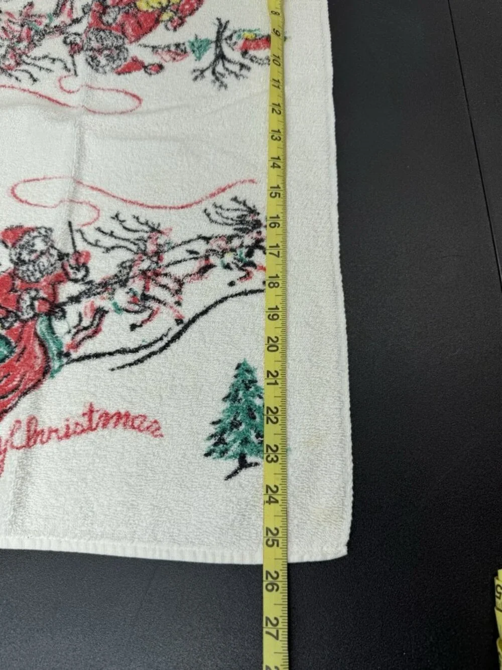 Vintage Retro Cannon Kitchen Towel Merry Christmas Santa In Sleigh